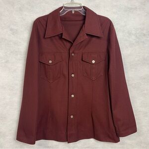 Vintage 70s Men’s Shirt Jacket Sz 44  Long Sleeve  Houndstooth Shacket